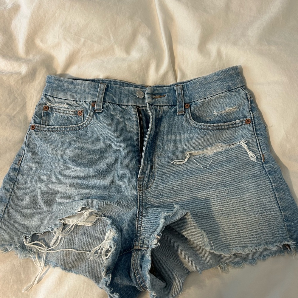 American Eagle Outfitters Light Wash Distressed Denim Shorts
